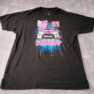 Hello Kitty Shirt Mens Large Black Tokyo Speed Racing Car Graphic Tee Anime